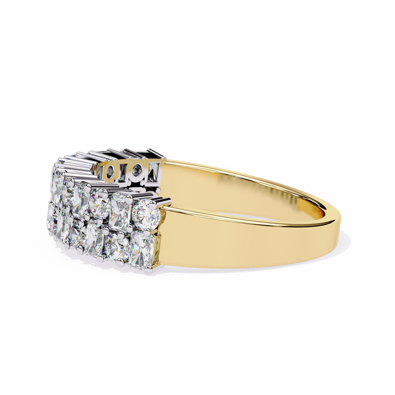 14k radiant wedding band with E-F color VVS-VS clarity diamonds 170