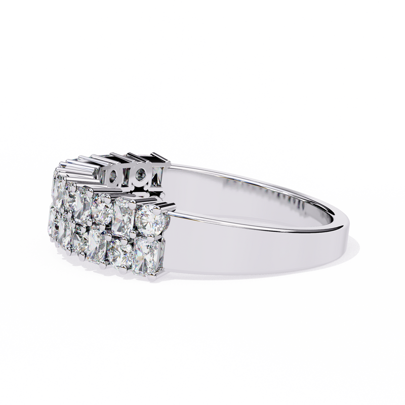 14k IGI certified radiant wedding band with E-F color VVS-VS clarity diamonds 170