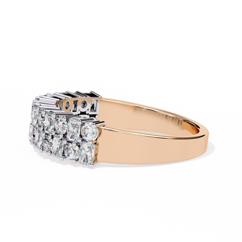 14k IGI certified radiant wedding band with E-F color VVS-VS clarity diamonds 170