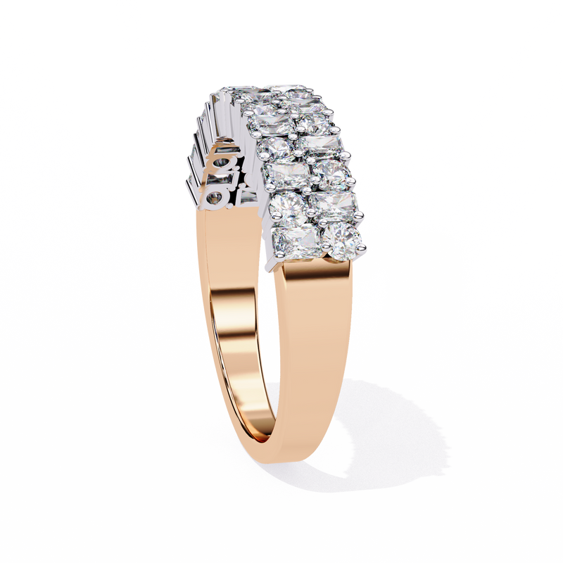 14k IGI certified radiant wedding band with E-F color VVS-VS clarity diamonds 170