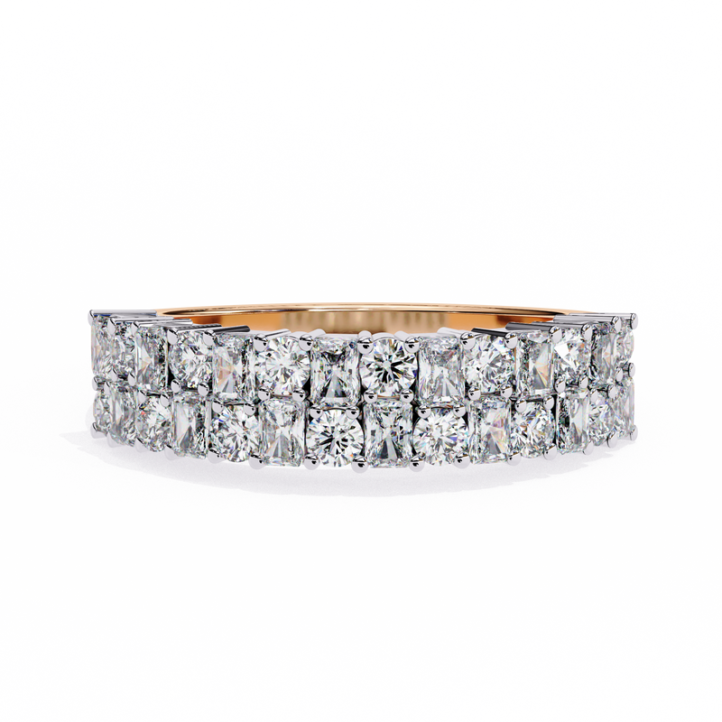 14k IGI certified radiant wedding band with E-F color VVS-VS clarity diamonds 170