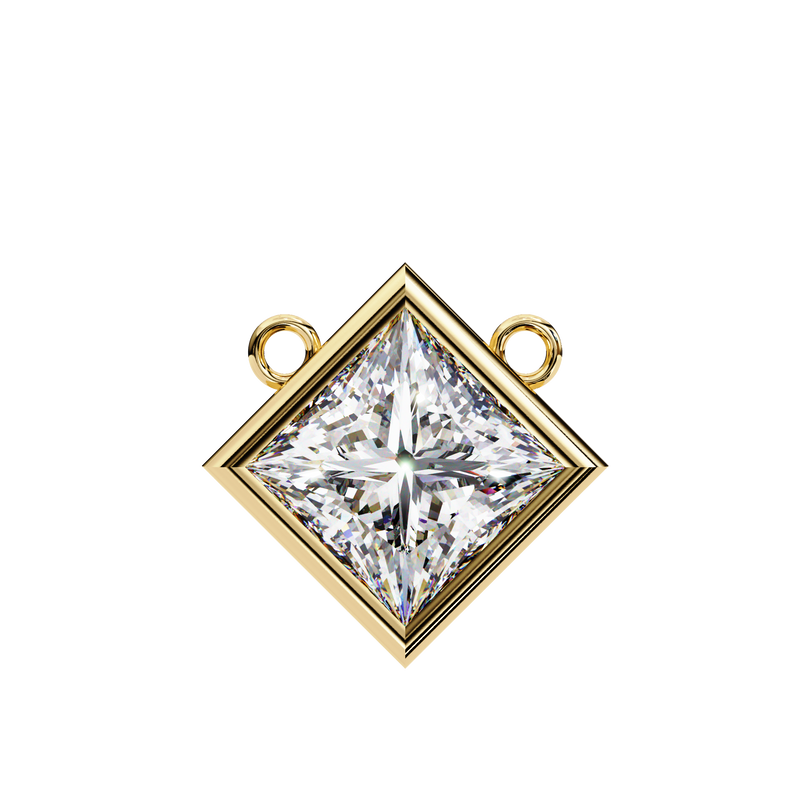 14K White Gold IGI Certified Princess Cut Diamond Solitaire Pendant – D-E Color, VVS–VS Clarity, Rabbit Ear Bail