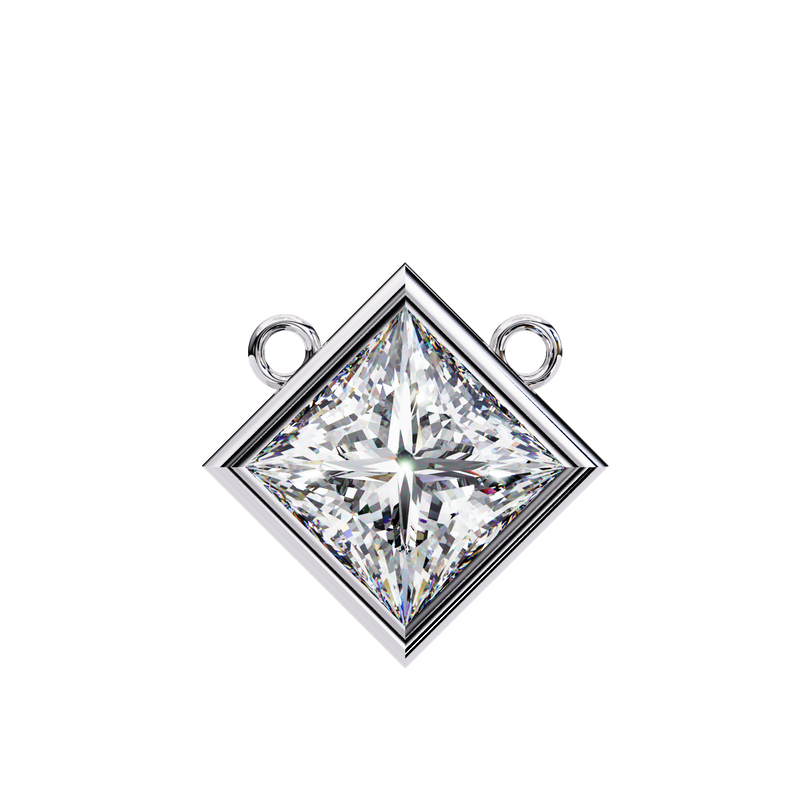 14K White Gold IGI Certified Princess Cut Diamond Solitaire Pendant – D-E Color, VVS–VS Clarity, Rabbit Ear Bail