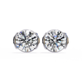 14K White Gold IGI Certified Round Solitaire Stud Earrings, Half Bezel, D-E Color, VVS/VS Clarity