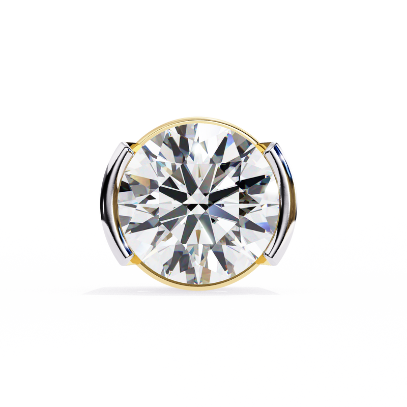 14K White Gold IGI Certified Round Solitaire Stud Earrings, Half Bezel, D-E Color, VVS/VS Clarity