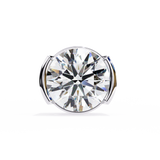 14K White Gold IGI Certified Round Solitaire Stud Earrings, Half Bezel, D-E Color, VVS/VS Clarity