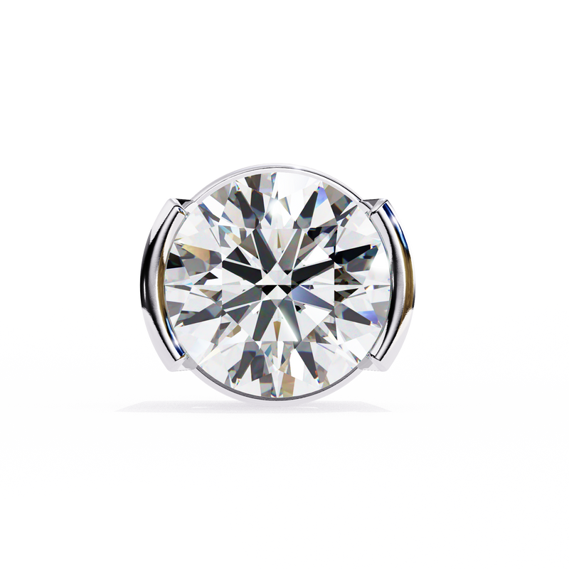 14K White Gold IGI Certified Round Solitaire Stud Earrings, Half Bezel, D-E Color, VVS/VS Clarity
