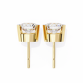 14K White Gold IGI Certified Round Solitaire Stud Earrings, Half Bezel, D-E Color, VVS/VS Clarity