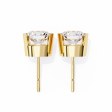 14K White Gold IGI Certified Round Solitaire Stud Earrings, Half Bezel, D-E Color, VVS/VS Clarity
