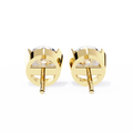 14K White Gold IGI Certified Round Solitaire Stud Earrings, Half Bezel, D-E Color, VVS/VS Clarity