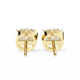 14K White Gold IGI Certified Round Solitaire Stud Earrings, Half Bezel, D-E Color, VVS/VS Clarity