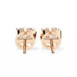 14K White Gold IGI Certified Round Solitaire Stud Earrings, Half Bezel, D-E Color, VVS/VS Clarity