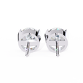 14K White Gold IGI Certified Round Solitaire Stud Earrings, Half Bezel, D-E Color, VVS/VS Clarity