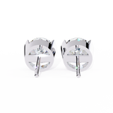 14K White Gold IGI Certified Round Solitaire Stud Earrings, Half Bezel, D-E Color, VVS/VS Clarity