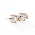 14K White Gold IGI Certified Round Solitaire Stud Earrings, Half Bezel, D-E Color, VVS/VS Clarity