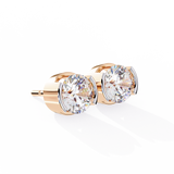 14K White Gold IGI Certified Round Solitaire Stud Earrings, Half Bezel, D-E Color, VVS/VS Clarity