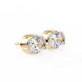 14K White Gold IGI Certified Round Solitaire Stud Earrings, Half Bezel, D-E Color, VVS/VS Clarity
