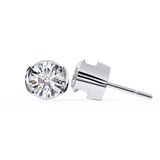 14K White Gold IGI Certified Round Solitaire Stud Earrings, Half Bezel, D-E Color, VVS/VS Clarity