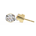 14K White Gold IGI Certified Round Solitaire Stud Earrings, Half Bezel, D-E Color, VVS/VS Clarity