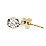 14K White Gold IGI Certified Round Solitaire Stud Earrings, Half Bezel, D-E Color, VVS/VS Clarity
