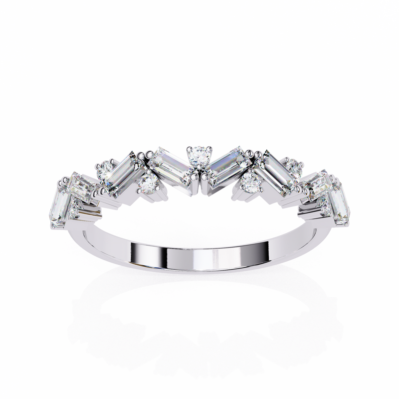 14k baguette wedding band with E-F color VVS-VS clarity diamonds 172