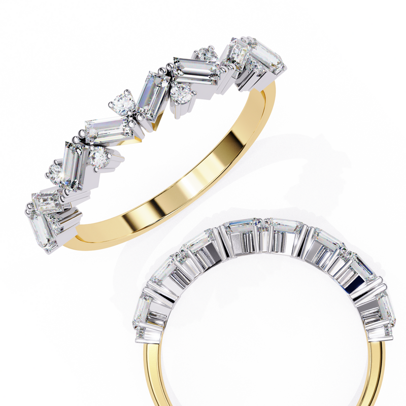 14k baguette wedding band with E-F color VVS-VS clarity diamonds 172