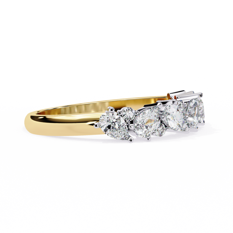 14k pear wedding band with E-F color VVS-VS clarity diamonds 174