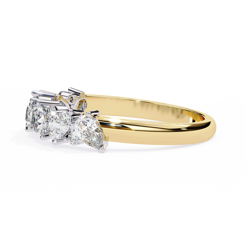 14k IGI certified pear wedding band with E-F color VVS-VS clarity diamonds 174