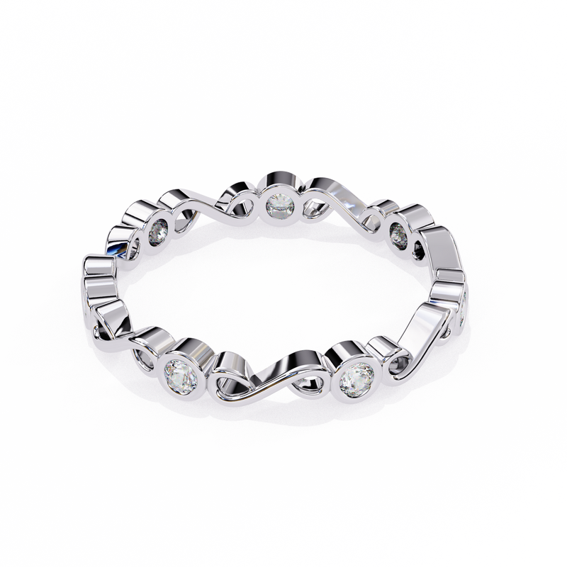 14k IGI certified round wedding band with E-F color VVS-VS clarity diamonds 180
