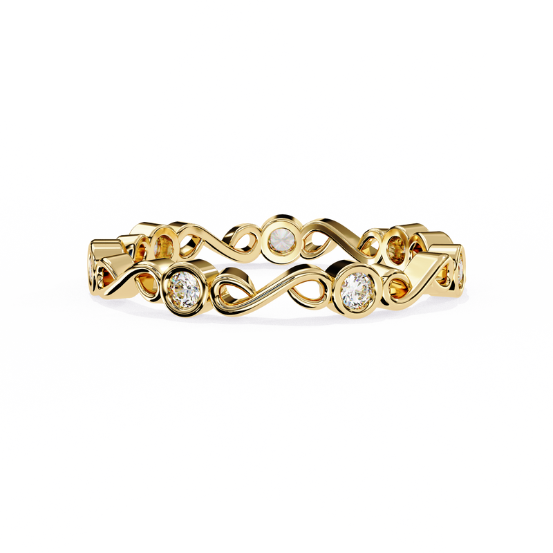 14k IGI certified round wedding band with E-F color VVS-VS clarity diamonds 180