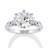 14K Gold Lab Grown Round Diamond Floral Halo Engagement Ring, E-F Color, VVS-VS Clarity