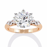 14K Gold Lab Grown Round Diamond Floral Halo Engagement Ring, E-F Color, VVS-VS Clarity