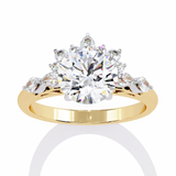 14K Gold Lab Grown Round Diamond Floral Halo Engagement Ring, E-F Color, VVS-VS Clarity