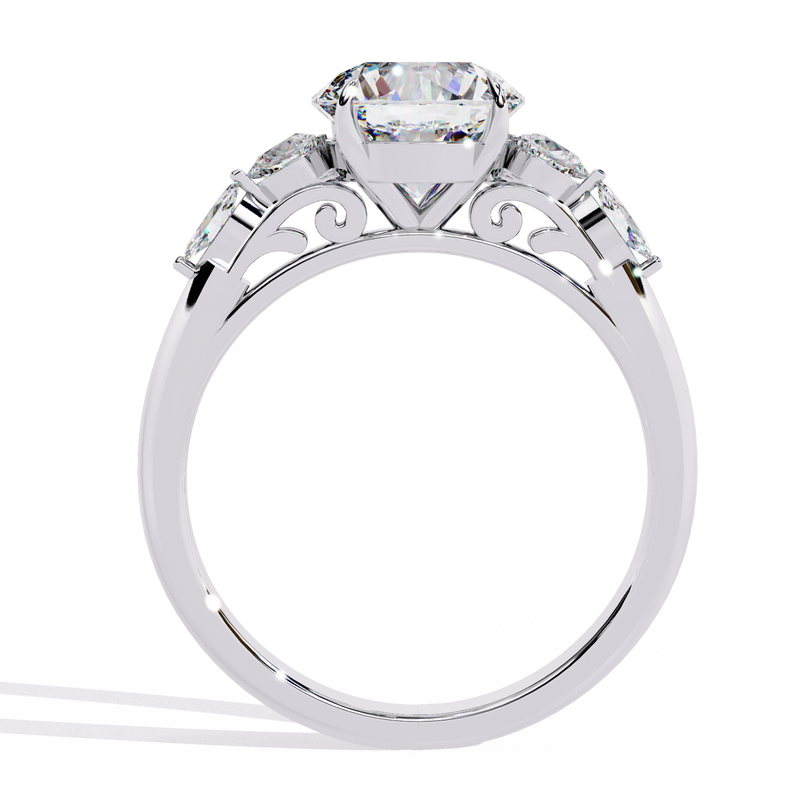 14K Gold Lab Grown Round Diamond Floral Halo Engagement Ring, E-F Color, VVS-VS Clarity