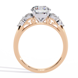 14K Gold Lab Grown Round Diamond Floral Halo Engagement Ring, E-F Color, VVS-VS Clarity