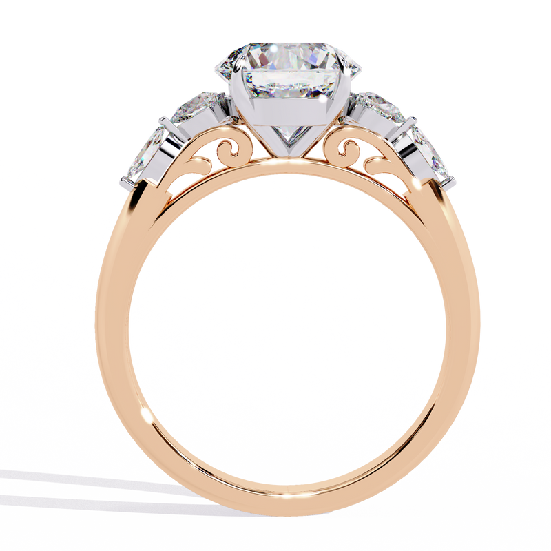 14K Gold Lab Grown Round Diamond Floral Halo Engagement Ring, E-F Color, VVS-VS Clarity