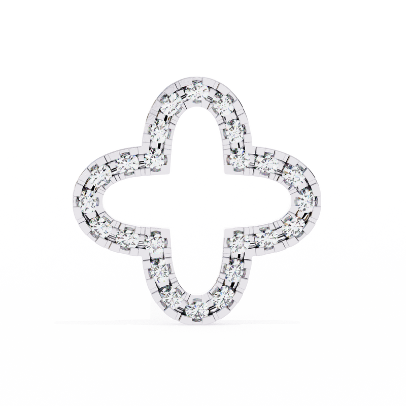 14K White Gold IGI Certified Round Diamond Flower Earrings, D-E Color, VVS/VS Clarity