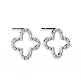 14K White Gold IGI Certified Round Diamond Flower Earrings, D-E Color, VVS/VS Clarity