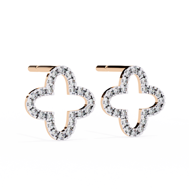 14K White Gold IGI Certified Round Diamond Flower Earrings, D-E Color, VVS/VS Clarity