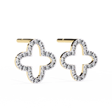 14K White Gold IGI Certified Round Diamond Flower Earrings, D-E Color, VVS/VS Clarity