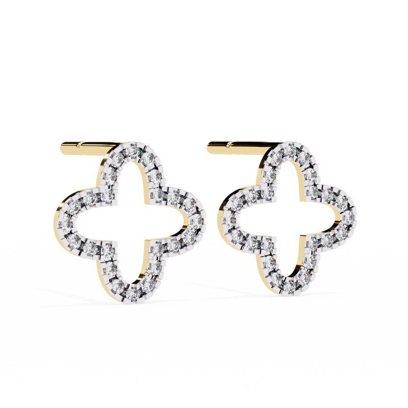 14K White Gold IGI Certified Round Diamond Flower Earrings, D-E Color, VVS/VS Clarity