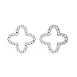 14K White Gold IGI Certified Round Diamond Flower Earrings, D-E Color, VVS/VS Clarity