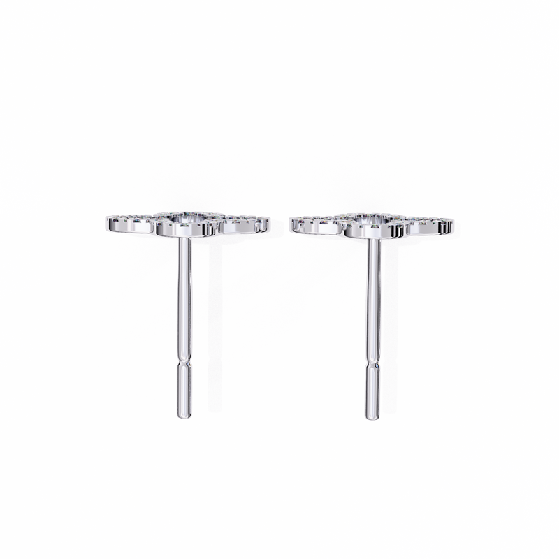 14K White Gold IGI Certified Round Diamond Flower Earrings, D-E Color, VVS/VS Clarity