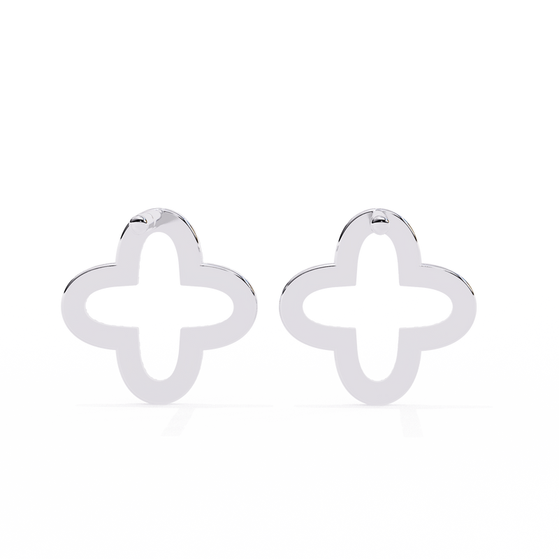14K White Gold IGI Certified Round Diamond Flower Earrings, D-E Color, VVS/VS Clarity