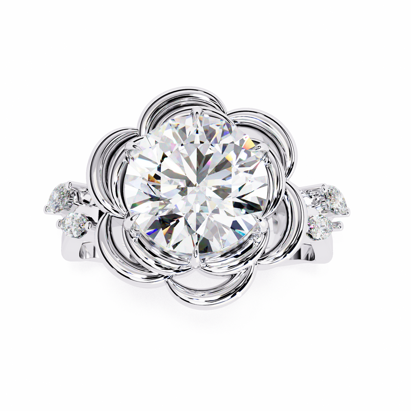14k IGI certified round ring with E-F color VVS-VS clarity diamonds 189