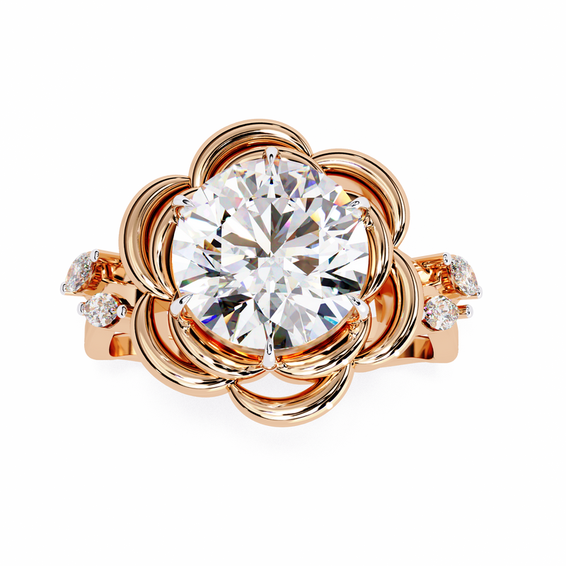 14k IGI certified round ring with E-F color VVS-VS clarity diamonds 189
