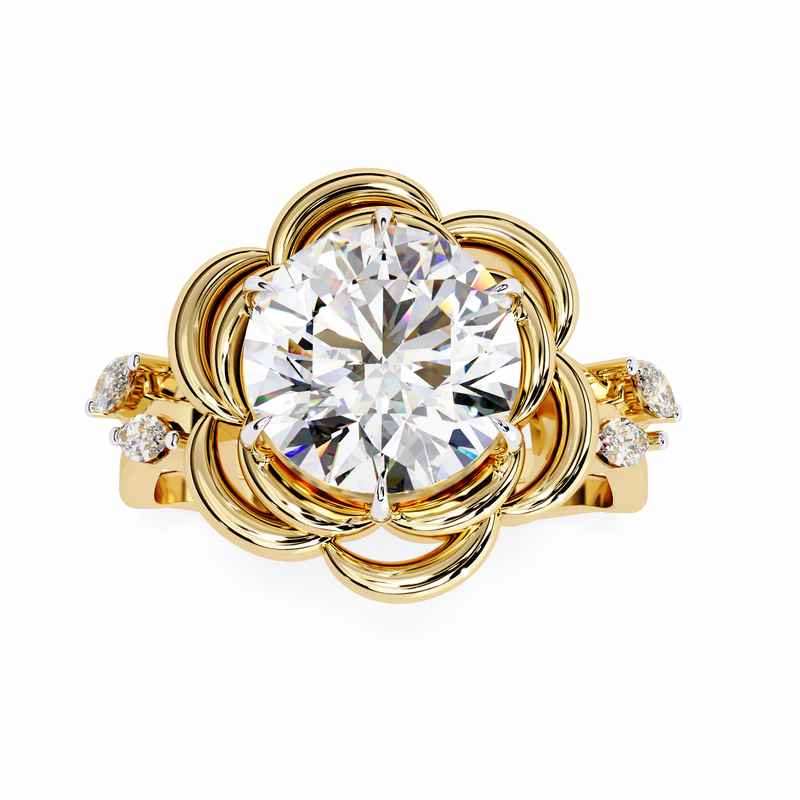14k IGI certified round ring with E-F color VVS-VS clarity diamonds 189
