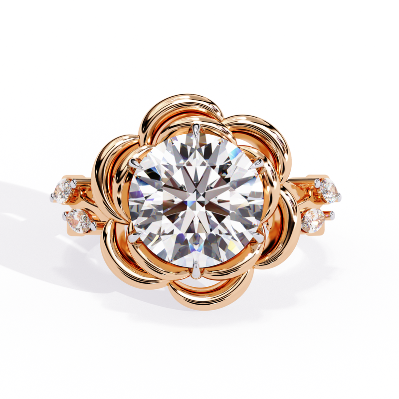 14k IGI certified round ring with E-F color VVS-VS clarity diamonds 189