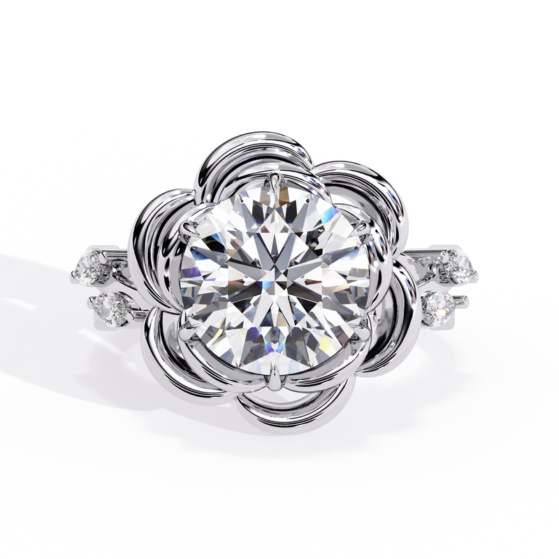 14k IGI certified round ring with E-F color VVS-VS clarity diamonds 189