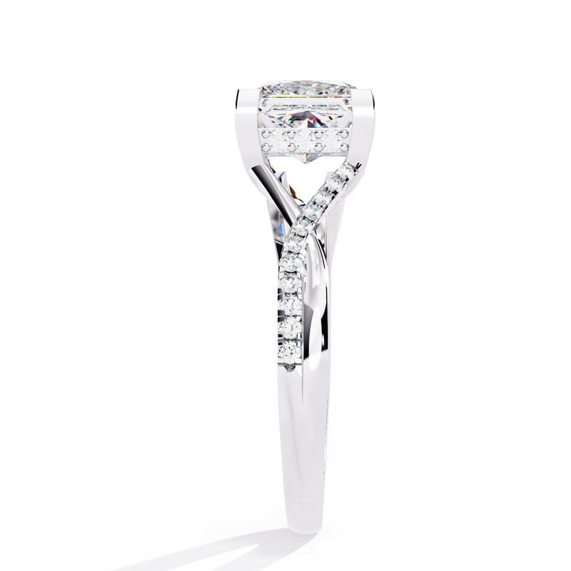 14k IGI certified princess ring with E-F color VVS-VS clarity diamonds 190